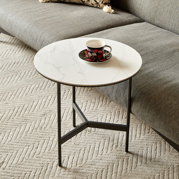 End Side Tables Small Round Accent Table, Metal Gray Narrow Night Stands With Sharp, Ideal For Any Room Side Tables Living Room, Bedroom, Tall Plant Stand Balcony, Indoor