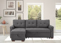Hunter 84" Dark Gray Linen Reversible Sleeper Sectional Sofa With Storage Chaise