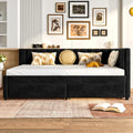 Full Size Daybed With Storage Drawers Upholstered Corner Bed With L Shaped Headboard Velvet Daybed Frame For Living Room Guest Room