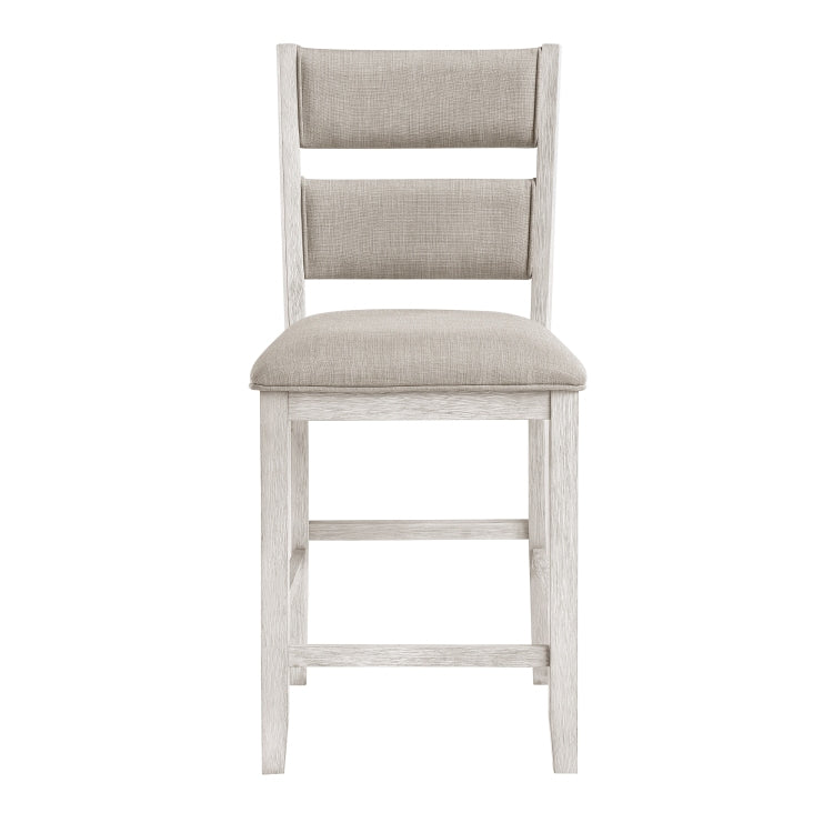 Modern Farmhouse Counter Height Chairs Set Of 2 Antique White Finish Upholstered Seat Back Dining Furniture