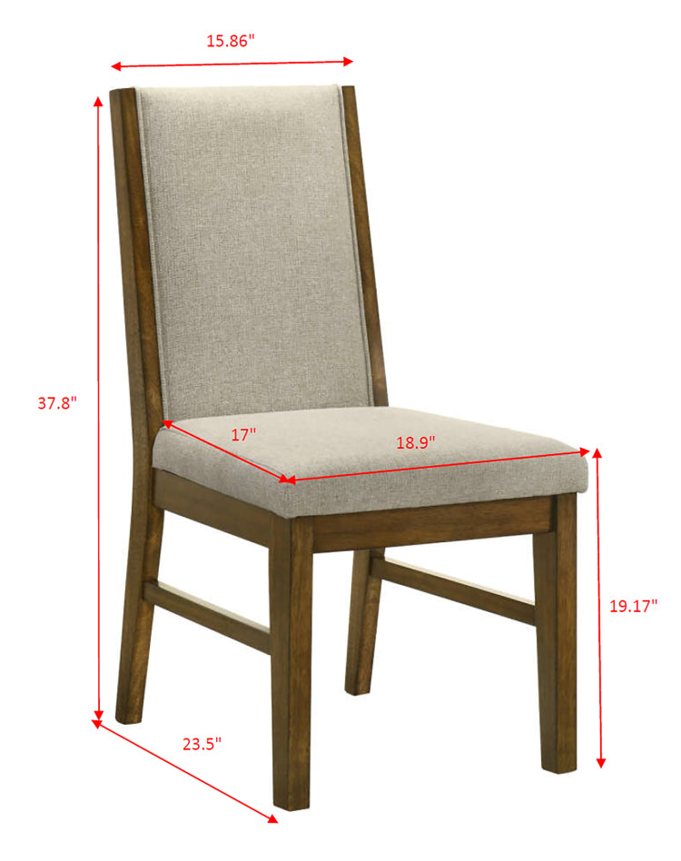 2Pc Tailored Chairs Tufted Upholstered Soft Neutral Fabric Luxurious Comfort Modern Wooden Dining Room Furniture