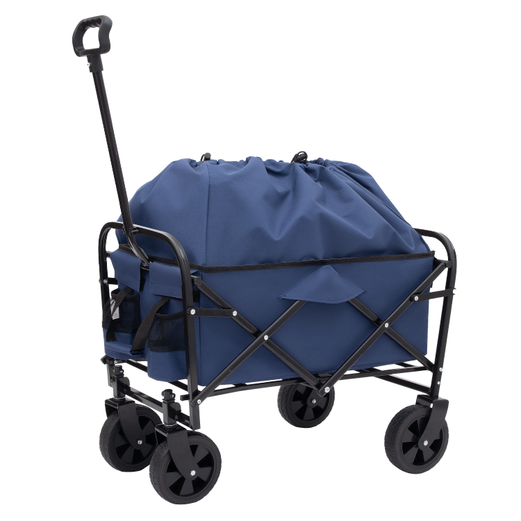 Minimeetall Multi Use Bag,Collapsible Foldable Wagon Cart Beach Wagon Heavy Duty Utility Cart Utility Wagon Grocery Cart For For Camping 3Pcs Plastic Liner Bag Cover , Dark Blue