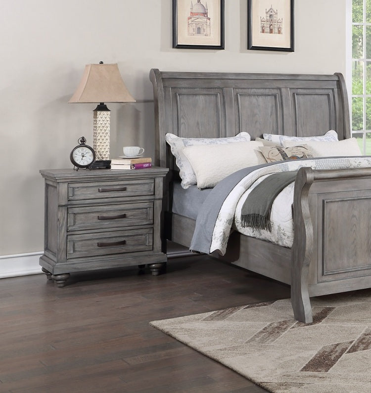 Contemporary Modern Look Antique Gray Oak Finish 1Pc Nightstand Storage Space Bedside Table Oak Veneer Bedroom Furniture