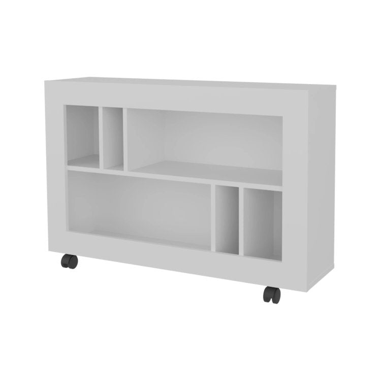White Console Table In Melamine With Open Storage