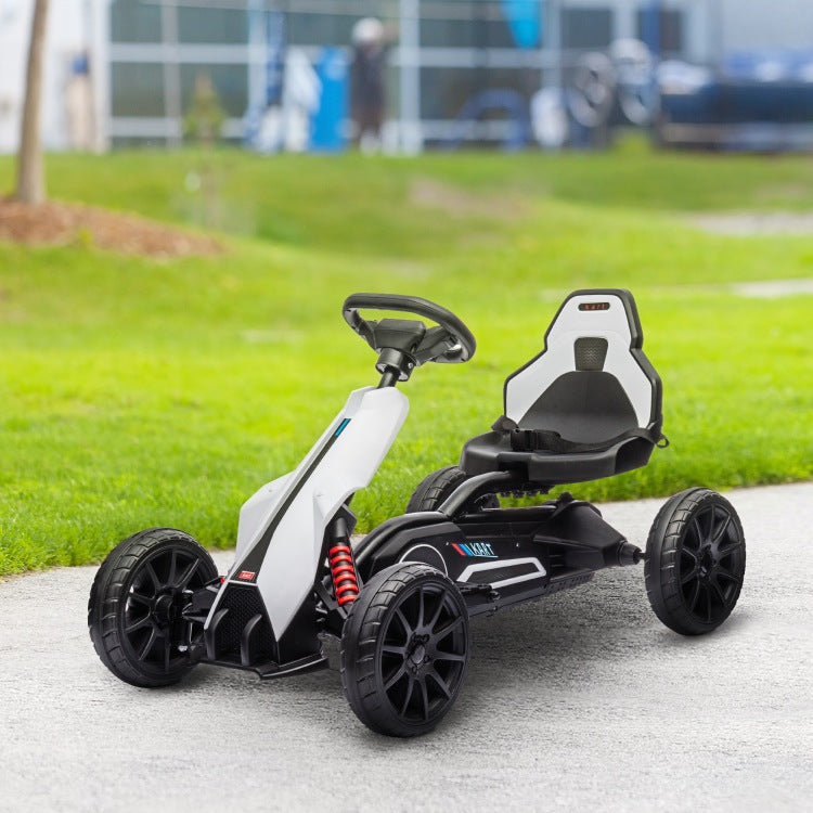 Aosom 12V Electric Go Kart For Kids, Outdoor Ride On Toy With Forward Backward Drive & Adjustable Speed, Gift For Child 3 8 Years Old, White