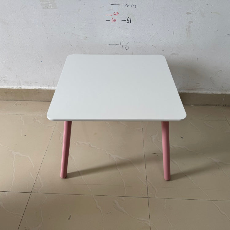 Kids Table And Chair Set, 3 Piece Wooden Toddler Desk With Animal Backrest, Activity Table For Drawing, Learning,Playroom Or Nursery Pink&White
