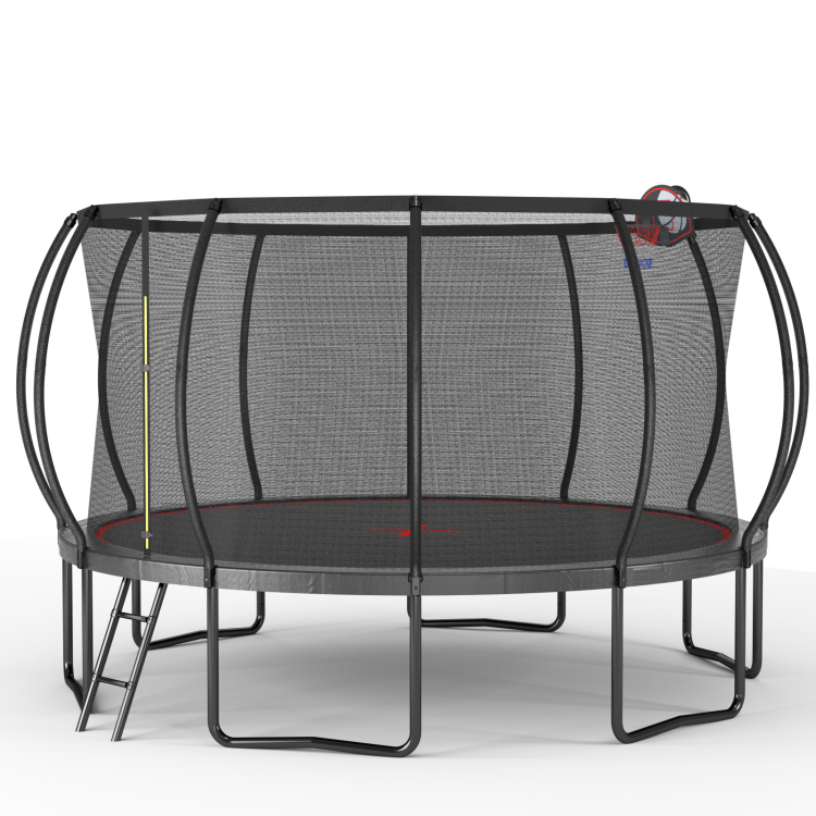 Yc 14Ft Trampoline Pumpkin Black Red Fframe Height 90Cm
