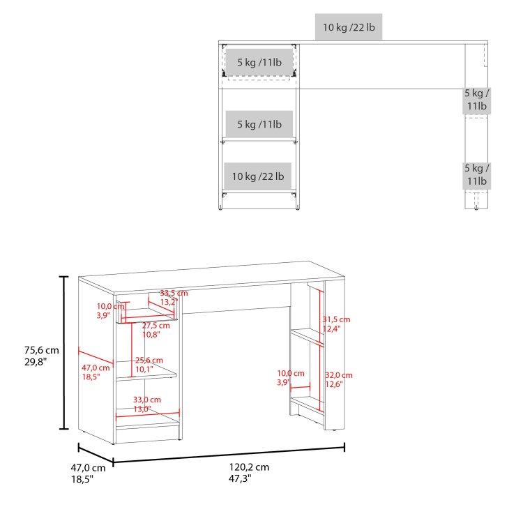 White Computer Desk With Drawer And Open Storage