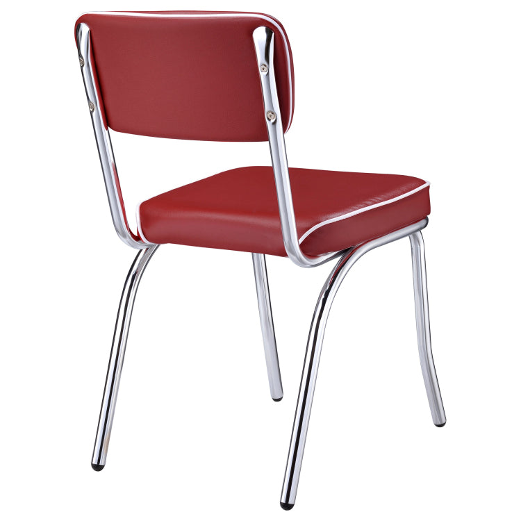 Red And Chrome Upholstered Side Chairs Set Of 2