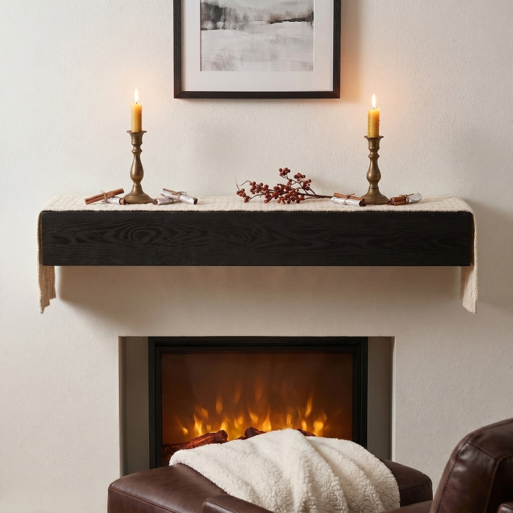 48'' Embossed Fireplace Mantel Western Red Cedar Wall Mounted & Floating Shelf For Home Decor