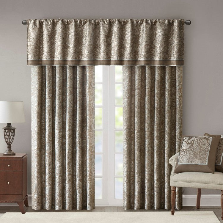 Jacquard Window Valance Blue Brown 50X18"