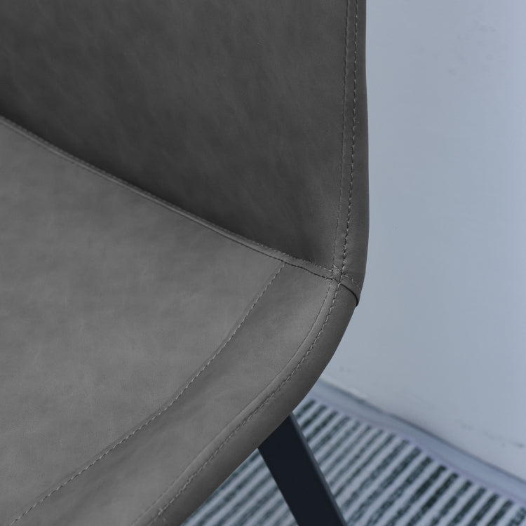 Grey Pu Leather Dining Chair With Metal Legs, Modern Upholstered Chair Set Of 4 For Kitchen, Restaurant, Living, Meeting Room