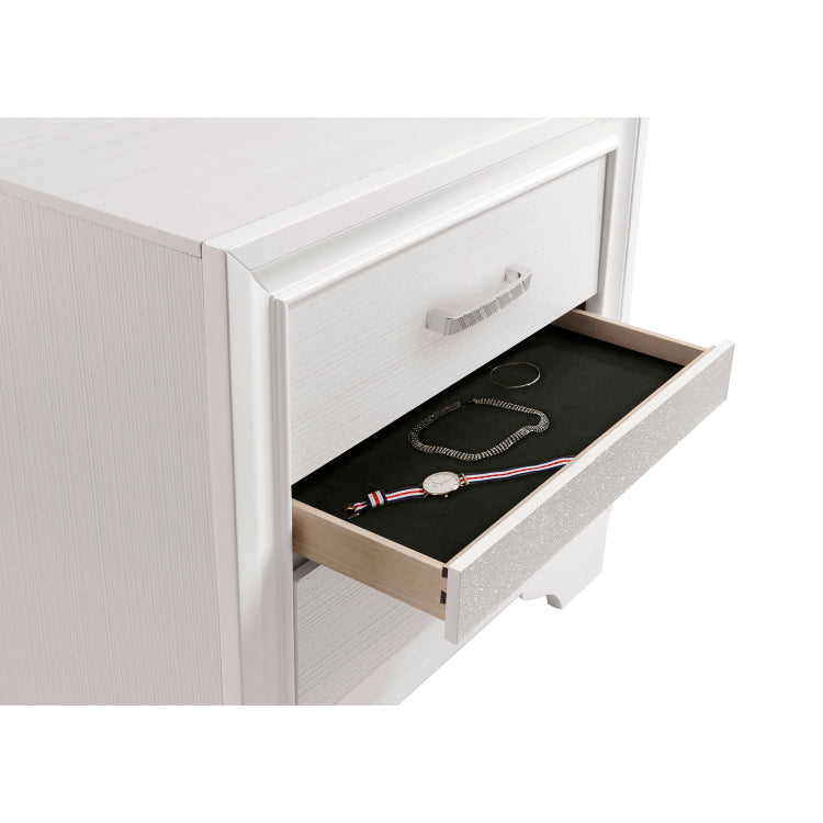 White 2 Drawer Nightstand With Hidden Jewelry Tray