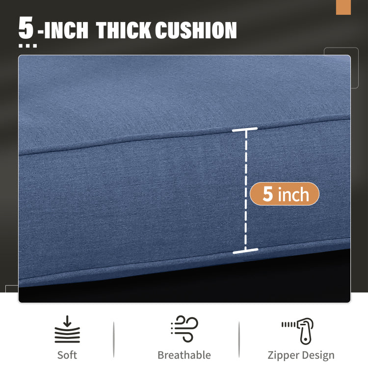Outdoor Loveseat, All Weather Metal Aluminum Outdoor Patio Furniture Sofa With 5" Thick And Soft Cushion Blue