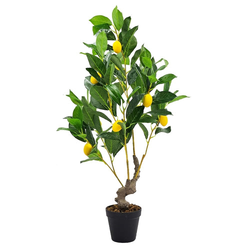12X12X31.5"H Artificial Peva Lemon Tree With Lifelike Greenery And Black Plastic Pot