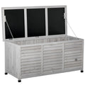 Outsunny 75 Gallon Wooden Deck Box, Outdoor Storage Container With Aerating Gap & Weather Fighting Finish, Grey