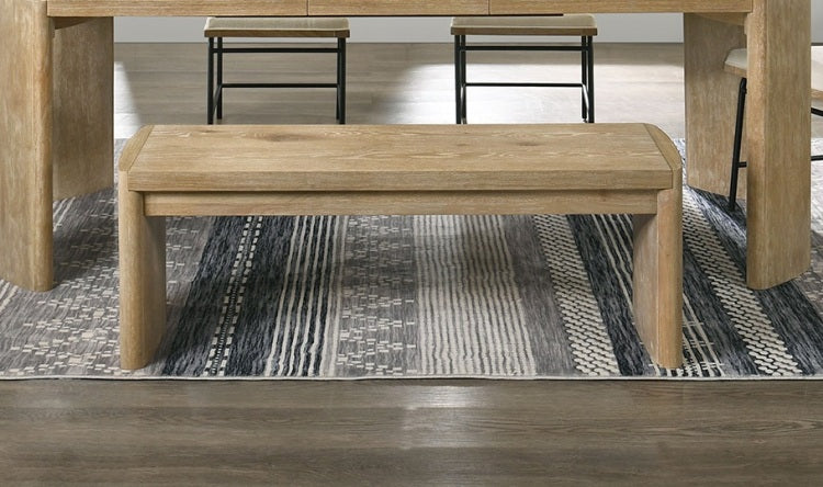 Modern Contemporary Style Upholstery Bench Round Corners Dining Room Oak Finish