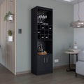 Kevil 71 Inch Tall Bar Cabinet 5 Tier Modern Bar Cabinet With Glass Holder Stemware Rack, Wine Cabinet, Liquor Cabinet, 12 Bottle Cubbies, 5 Shelves, And Pull Out Tray