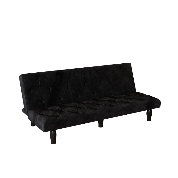 Sofa To Bed Evolution: 66" Black Velvet Sofa Bed Transforms Seamlessly, Ideal For Family Living Rooms, Apartments, And Bedrooms