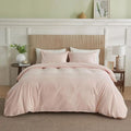 Serta Simply Clean Pleated Duvet Cover Pink Queen
