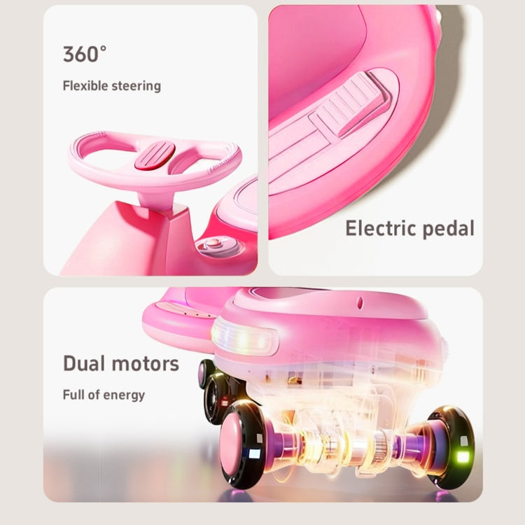 Electric Rocking Car, Fully Illuminated, With Enlarged Flashing And Silent Wheels, 12V7 Battery, Dual Drive 550 Motor, And Bluetooth Gliding And Electric Two In One
