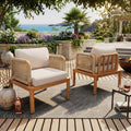 Outdoor Acacia Wood And Rope Club Chair With Cushions Set Of 2 Mp2