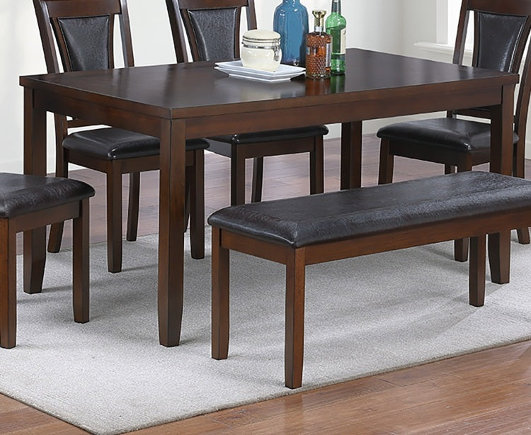 Beautiful Dining Room Furniture Walnut Black 6Pcs Set Dining Table 4X Side Chairs Bench Unique Design Back Chair