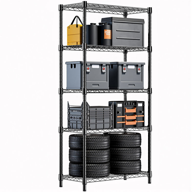 1250 Lbs Steel Heavy Duty 5 Tier Utility Shelving Unit Steel Organizer Wire Rack For Home,Kitchen,Office,Chrome 13.7" D X 23.6" W X 62.4" H