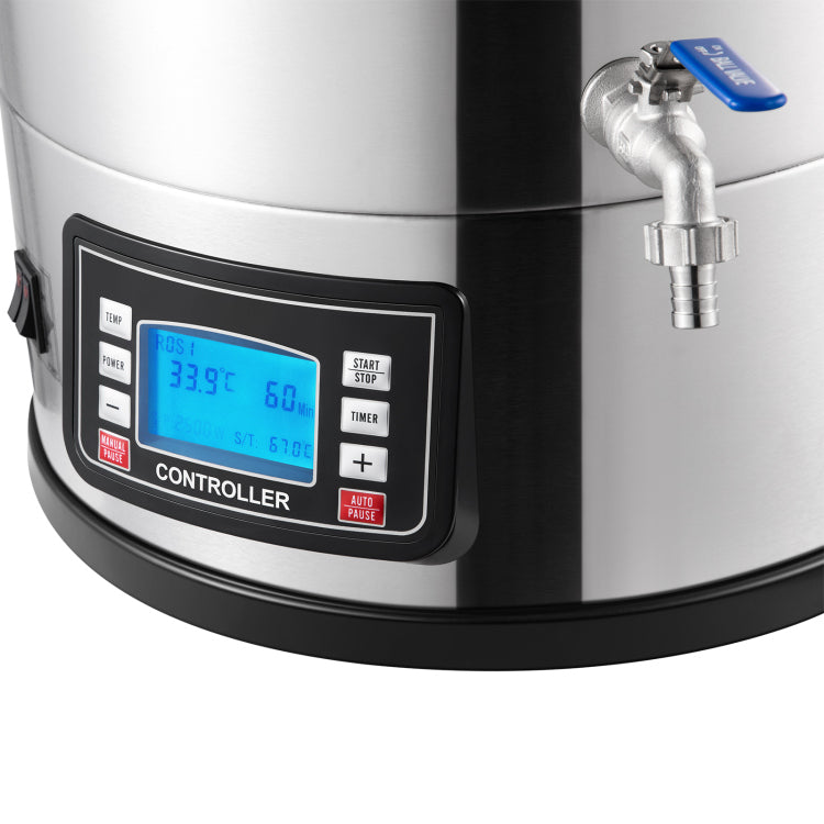 Electric Brewing System, 9.2 Gal 35 L Brewing Pot, All In One Home Beer Brewer W Pump, Mash Boil Device W Panel, Auto Manual Mode 100 1800W Power 25 100 Temp 1 180 Min Timer Recipe Memory