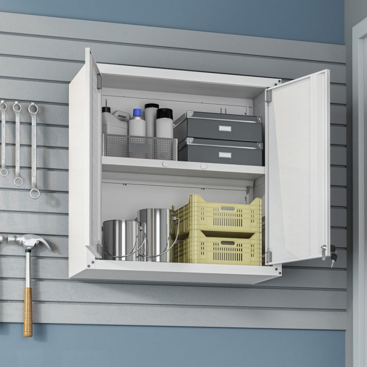 Floating Garage Cabinet In White