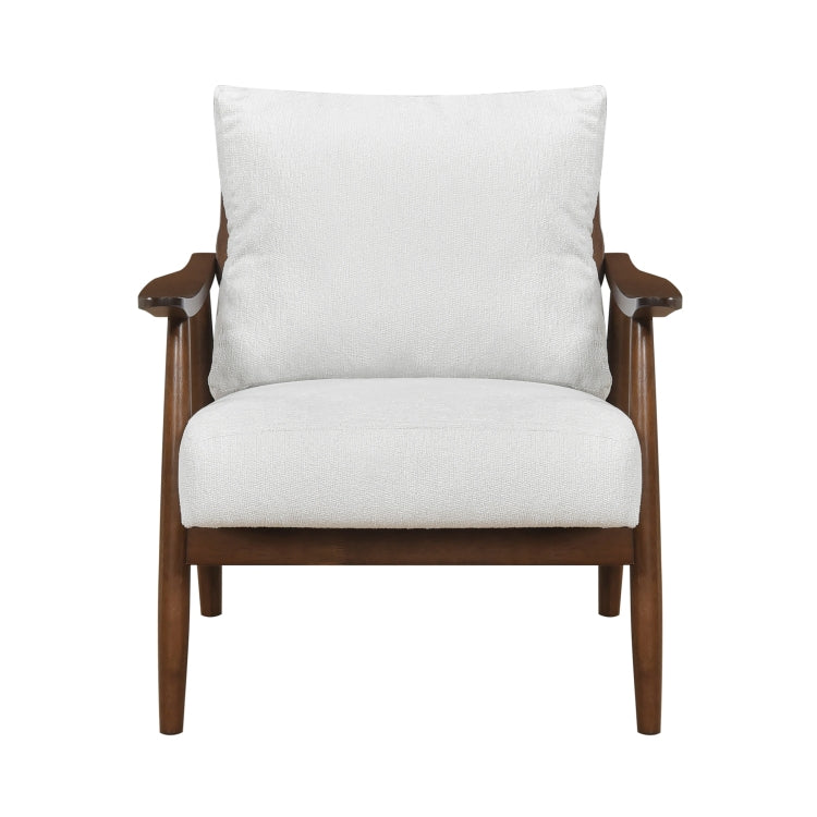 Modern Living Room 1Pc Beige Accent Chair Solid Wood Brown Finish Wooden Furniture