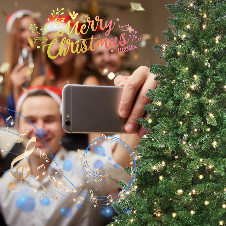 6Ft Green Christmas Tree With 300 Wifi Controlled Rgb Led Lights, 751 Pvc Tips, 38 Light Functions, Music Sync, Hinged Structure & Metal Stand Smart App Controlled Holiday Tree