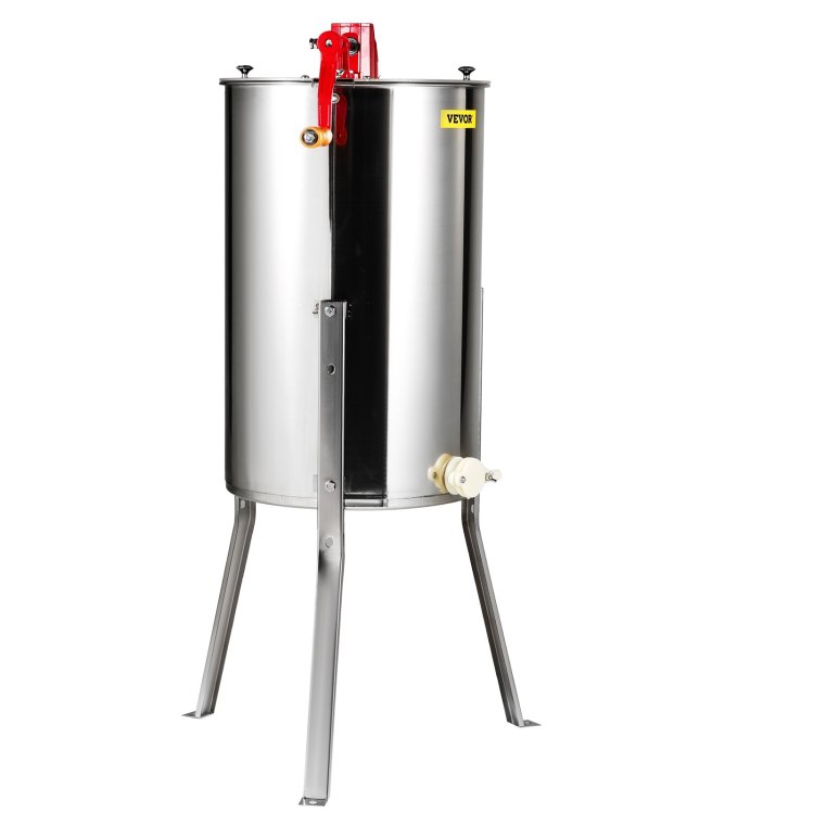 Manual Honey Extractor, 2 4 Frames Honey Spinner Extractor, Stainless Steel Beekeeping Extraction, Honeycomb Drum Spinner With Lid, Apiary Centrifuge Equipment With Height Adjustable Stand