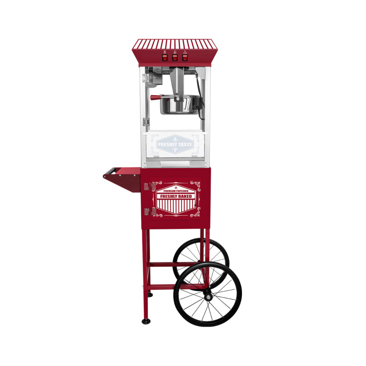 Xh P831 P Movie Theater Style Popcorn Machine Maker With Cart And 12 Ounce Kettle Red, Vintage Style Popper On Wheels