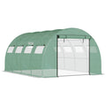 Outsunny 13' X 10' X 6.5' Walk In Tunnel Greenhouse With 2 Zippered Mesh Doors & 10 Mesh Windows, Upgraded Gardening Plant Hot House With Galvanized Steel Hoops, Green