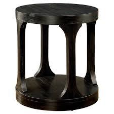 Transitional Style Antique Black Finish Bold Round Structure End Table With Extra Storage Shelf I Designed Legs Coffee Table Not Included