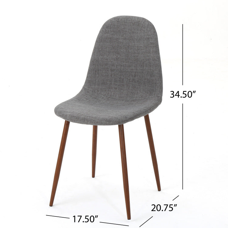 Mid Century Modern Fabric Upholstered Dining Chairs, iron - light gray-walnut - dining room - wipe