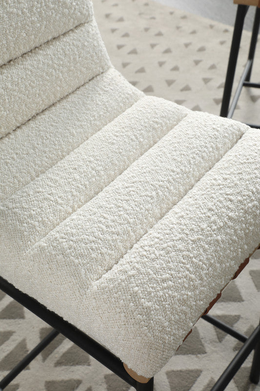 Liana 17.75"W White Boucle Fabric Counter Height Chair