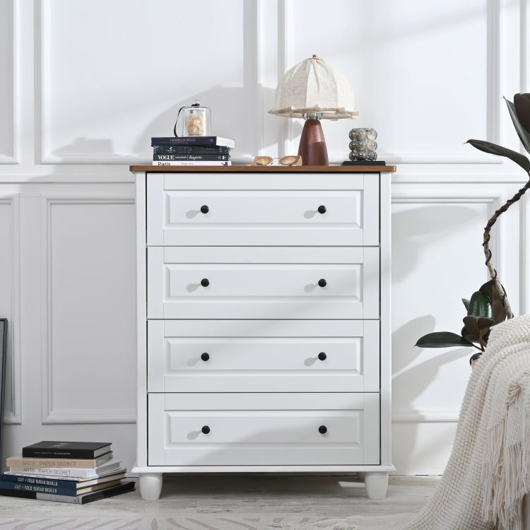 Modern Chest Of Drawers, 4 Drawer Dresser, Tall Wood Storage Cabinet For Living Room, Entryway, Hallway