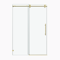 60*76"Fixed & Sliding Shower Door, Round Tube Hardware, Clear Glass Shower Door, 3 8 10Mm Sgcc Tempered Glass, Stainless Steel