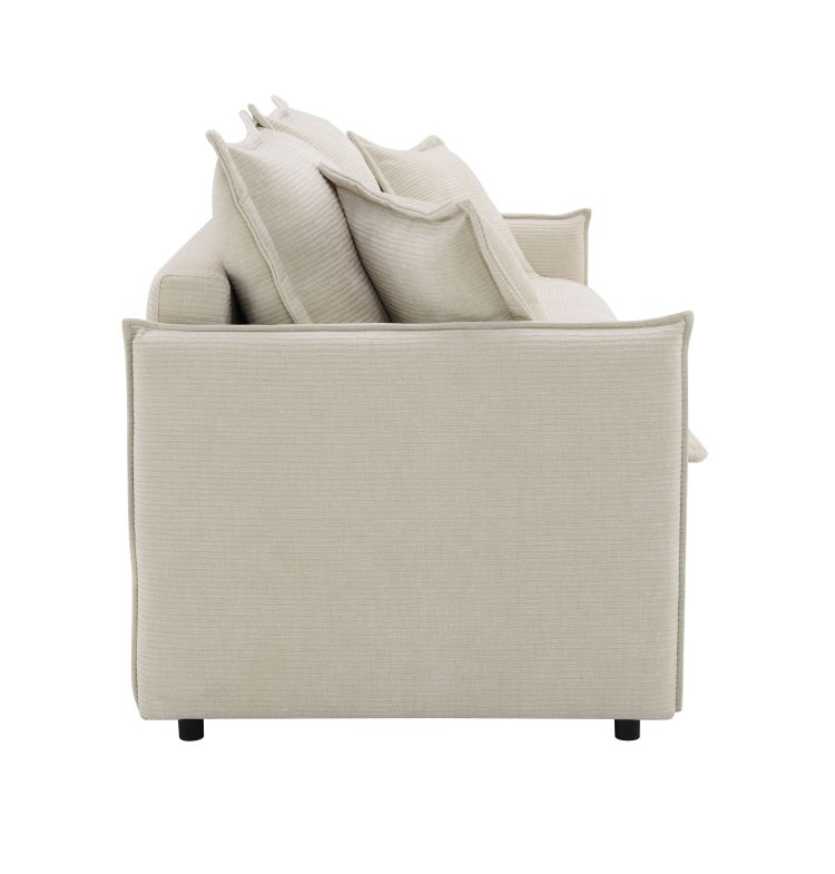 Elisea Beige Fabric Sleeper Sectional Sofa W 2 Toss Pillows