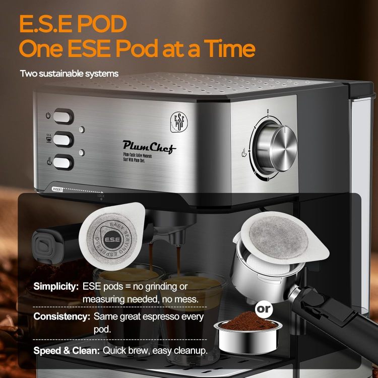 20 Bar Professional Espresso Machine With Milk Frother, Single & Double Shot, Ese Pod Compatible, Removable Water Tank For Cappuccino, Latte, & Macchiato Home Barista Edition