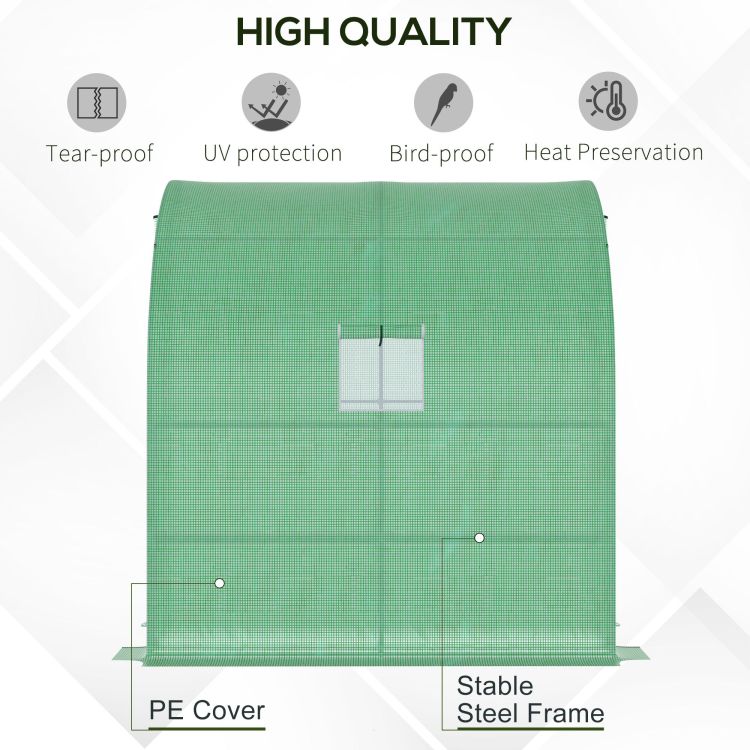 Outsunny 7' X 3' X 7' Lean To Greenhouse, Walk In Green House, Plant Nursery With 2 Roll Up Doors And Windows, Pe Cover And 3 Wire Shelves, Green