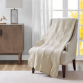 Oversized Quilted Throw With Scalloped Edges Cream 60X72"
