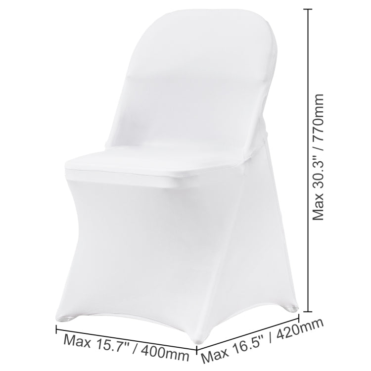 White Stretch Spandex Chair Covers 30 Pcs, Folding Kitchen Chairs Cover, Universal Washable Slipcovers Protector, Removable Chair Seat Covers, For Wedding Party Dining Room Banquet Event