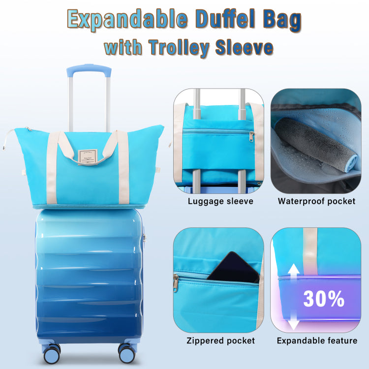 20" Carry On Luggage With Cup Holder Lightweight Glossy Hardshell Suitcases With Spinner Wheels, Tsa Lock, Airline Approved, 2 Piece Set