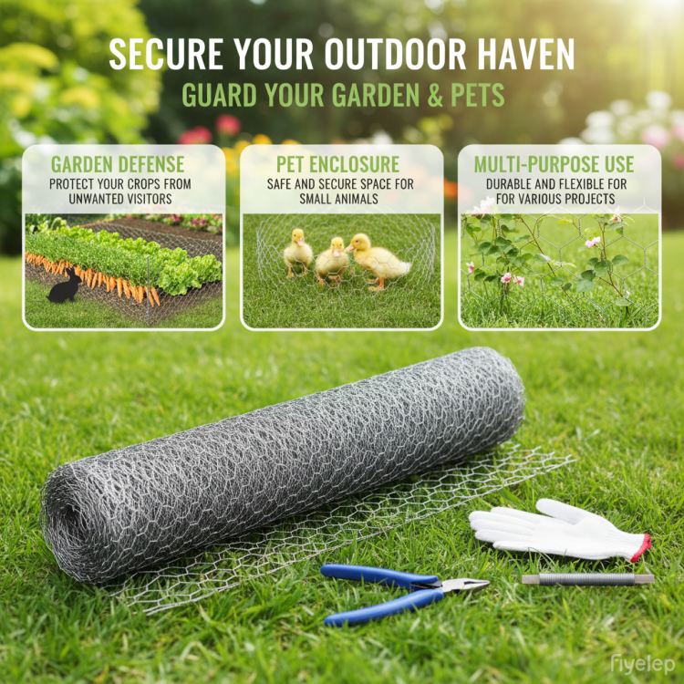 Silver Galvanized Metal Hexagonal Mesh, 21 Gauge Wire, Rust Resistant Garden Net, Suitable For Floral Arrangements, Chicken Wire, Handicrafts, Plant Protection, And Rabbit Cages