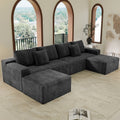 137.8*70.9"Modular Sectional Sofa Seat,Upholstered Compressed Couch For Living Room,Bedroom,Apartment,No Assembly Required,4 Pc Free Combination,Plush Corduroy Fabric,Grey