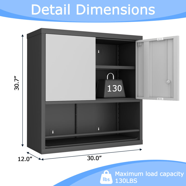Metal Adjustable 2 Doors Metal Storage Cabinet Kitchen Pantry Cabinet With Adjustable Shelves Tall Steel Cabinet Locker For Kitchen, Living Room, Dining Room And Office