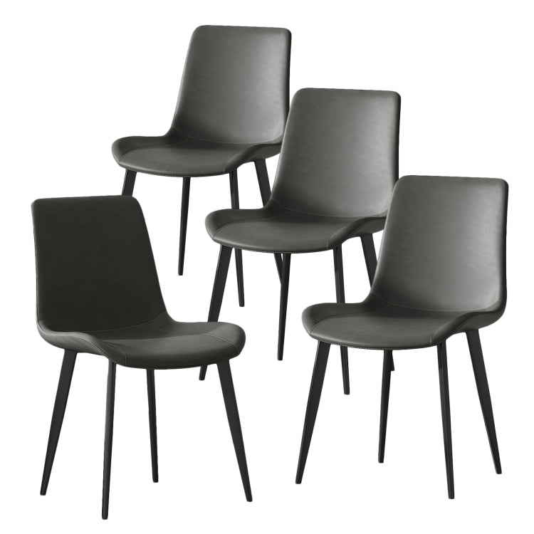 Dining Chairs 4Pcs, Modern Kitchen & Dining Room Chairs, Upholstered Faux Leather Cushion Seat And Sturdy Metal Legs